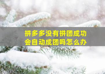 拼多多没有拼团成功会自动成团吗怎么办