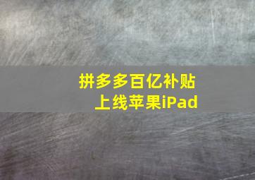 拼多多百亿补贴上线苹果iPad