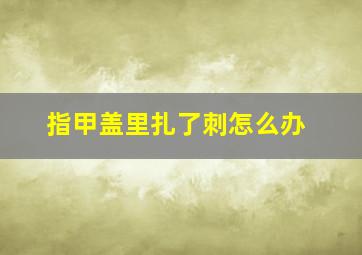 指甲盖里扎了刺怎么办