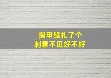 指甲缝扎了个刺看不见好不好