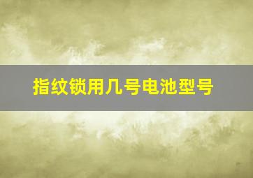 指纹锁用几号电池型号