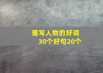 描写人物的好词30个好句20个