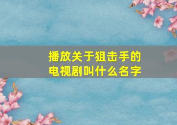 播放关于狙击手的电视剧叫什么名字