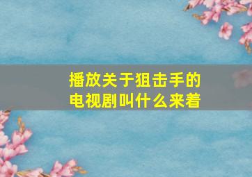 播放关于狙击手的电视剧叫什么来着