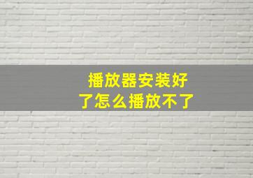 播放器安装好了怎么播放不了