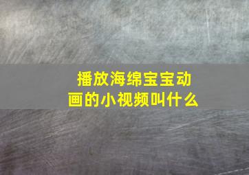 播放海绵宝宝动画的小视频叫什么