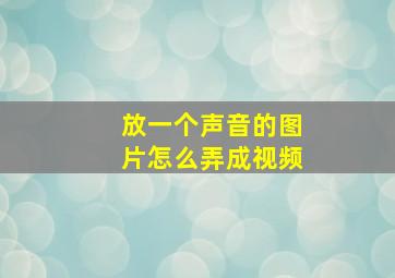 放一个声音的图片怎么弄成视频