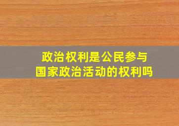 政治权利是公民参与国家政治活动的权利吗