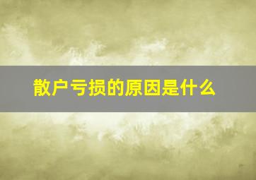 散户亏损的原因是什么