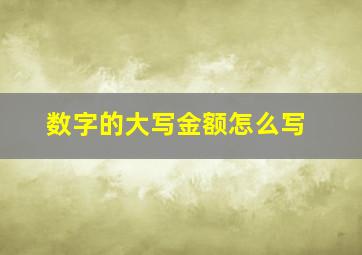 数字的大写金额怎么写