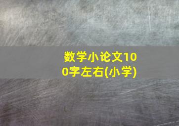 数学小论文100字左右(小学)