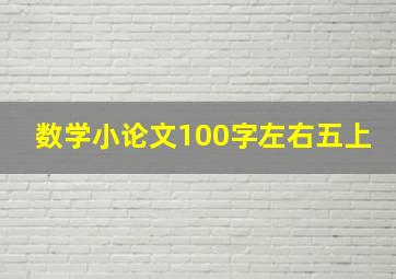 数学小论文100字左右五上