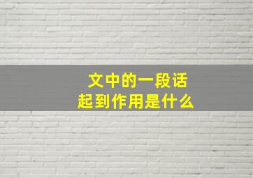 文中的一段话起到作用是什么