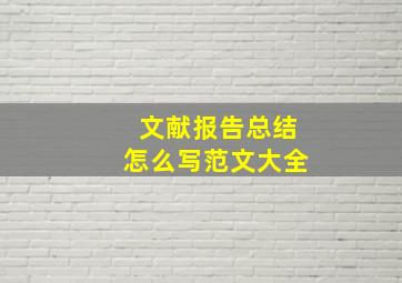 文献报告总结怎么写范文大全