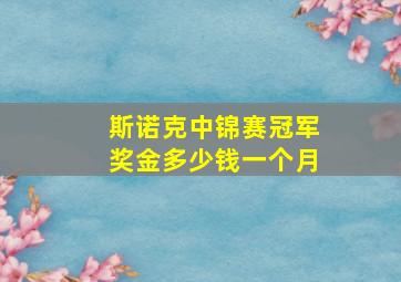 斯诺克中锦赛冠军奖金多少钱一个月