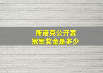 斯诺克公开赛冠军奖金是多少