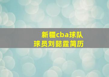 新疆cba球队球员刘懿霆简历