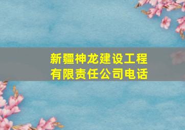 新疆神龙建设工程有限责任公司电话