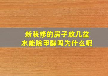 新装修的房子放几盆水能除甲醛吗为什么呢