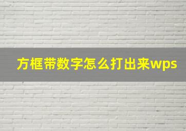 方框带数字怎么打出来wps