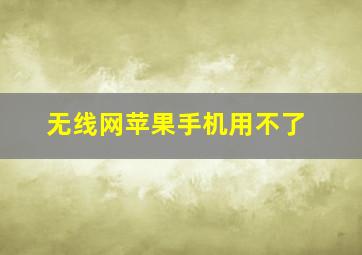 无线网苹果手机用不了