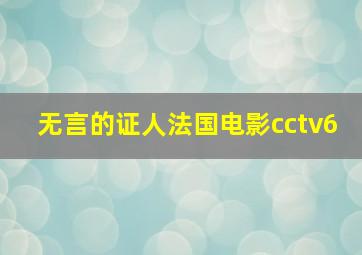 无言的证人法国电影cctv6