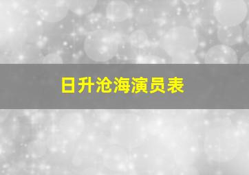 日升沧海演员表