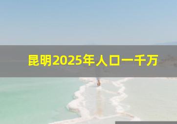 昆明2025年人口一千万