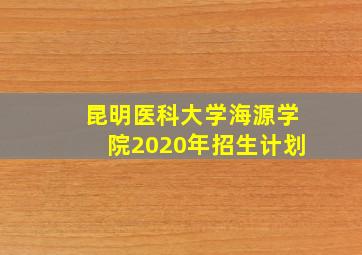 昆明医科大学海源学院2020年招生计划