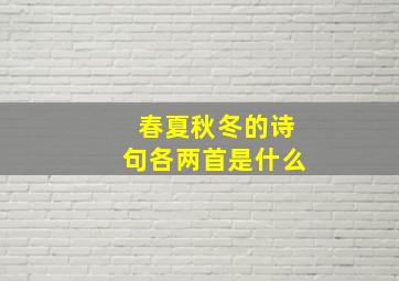 春夏秋冬的诗句各两首是什么