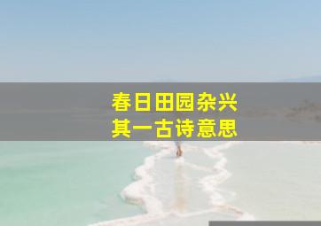 春日田园杂兴其一古诗意思