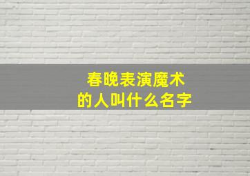 春晚表演魔术的人叫什么名字