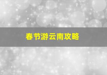 春节游云南攻略