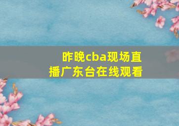 昨晚cba现场直播广东台在线观看