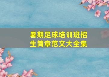 暑期足球培训班招生简章范文大全集