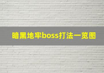 暗黑地牢boss打法一览图