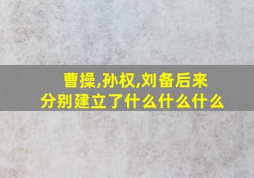 曹操,孙权,刘备后来分别建立了什么什么什么