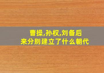 曹操,孙权,刘备后来分别建立了什么朝代