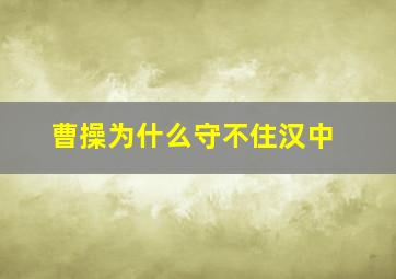 曹操为什么守不住汉中