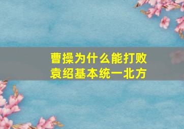 曹操为什么能打败袁绍基本统一北方