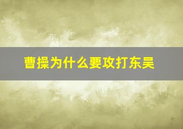 曹操为什么要攻打东吴