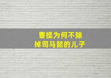 曹操为何不除掉司马懿的儿子