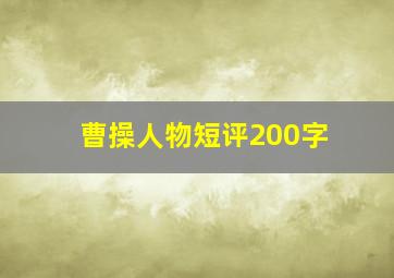 曹操人物短评200字