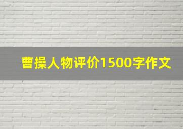 曹操人物评价1500字作文