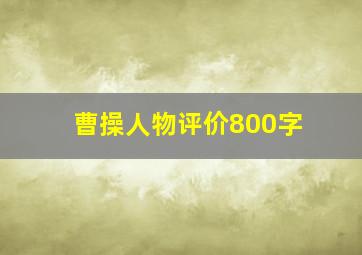 曹操人物评价800字