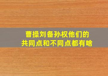 曹操刘备孙权他们的共同点和不同点都有啥