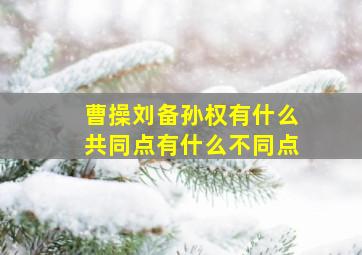 曹操刘备孙权有什么共同点有什么不同点