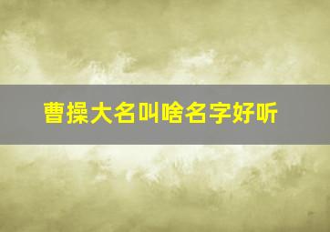 曹操大名叫啥名字好听