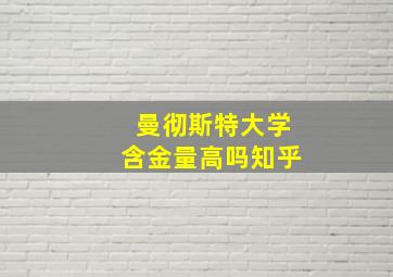 曼彻斯特大学含金量高吗知乎