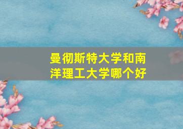 曼彻斯特大学和南洋理工大学哪个好